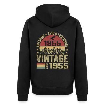 Vintage 1955 Cadeau Anniversaire 1955 - Né en 1955 - Veste à capuche bio Premium Unisexe - noir - Dos - Nico (187cm)