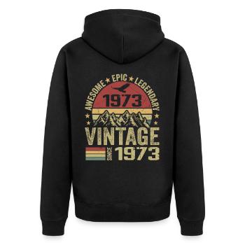 Vintage 1973 Cadeau Anniversaire 1973 - Né en 1973 - Veste à capuche bio Premium Unisexe - noir - Dos - Nico (187cm)