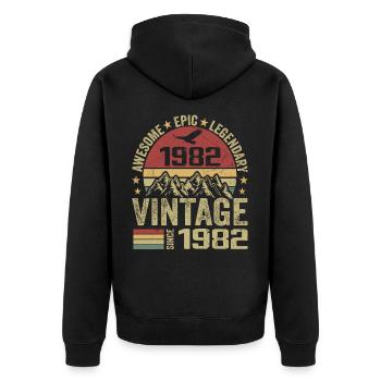 Vintage 1982 Cadeau Anniversaire 1982 - Né en 1982 - Veste à capuche bio Premium Unisexe - noir - Dos - Nico (187cm)