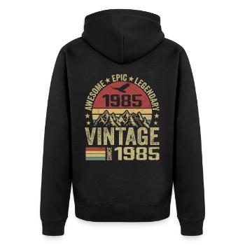 Vintage 1985 Cadeau Anniversaire 1985 - Né en 1985 - Veste à capuche bio Premium Unisexe - noir - Dos - Nico (187cm)