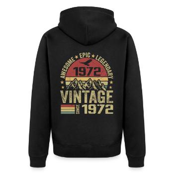 Vintage 1972 Cadeau Anniversaire 1972 - Né en 1972 - Veste à capuche bio Premium Unisexe - noir - Dos - Nico (187cm)