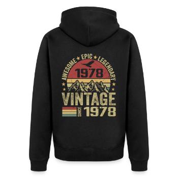 Vintage 1978 Cadeau Anniversaire 1978 - Né en 1978 - Veste à capuche bio Premium Unisexe - noir - Dos - Nico (187cm)