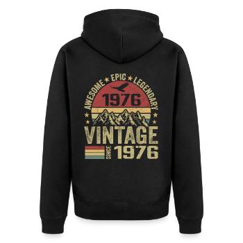 Vintage 1976 Cadeau Anniversaire 1976 - Né en 1976 - Veste à capuche bio Premium Unisexe - noir - Dos - Nico (187cm)
