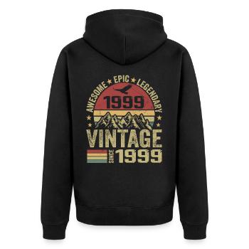 Vintage 1999 Birthday Gift 1999 - Born in 1999 - Unisex Premium Organic Zip Hoodie - black - Back - Nico (187cm)