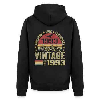 Vintage 1993 Birthday Gift 1993 - Born in 1993 - Unisex Premium Organic Zip Hoodie - black - Back - Nico (187cm)