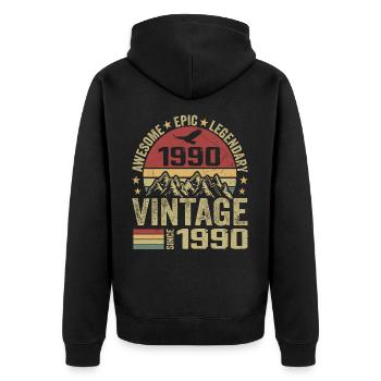 Vintage 1990 Cadeau Anniversaire 1990 - Né en 1990 - Veste à capuche bio Premium Unisexe - noir - Dos - Nico (187cm)