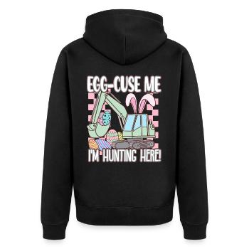 Egg cuse me Happy Easter - Unisex Premium Bio Zip Hoodie - Schwarz - Hinten - Nico (187cm)