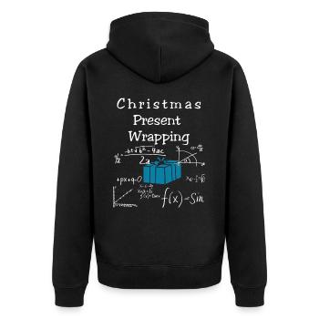 Funny Math Christmas Present Wrapping - Unisex Premium Organic Zip Hoodie - black - Back - Nico (187cm)