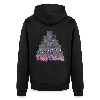 Merry Catmas Christmas Cats - Unisex Premium Organic Zip Hoodie - black - Back - Nico (187cm)