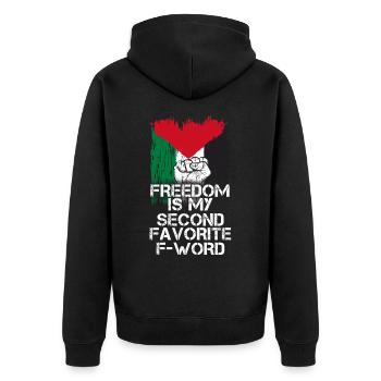 Palestine Tshirt Hommes Enfants Femmes Palestine - Veste à capuche bio Premium Unisexe - noir - Dos - Nico (187cm)