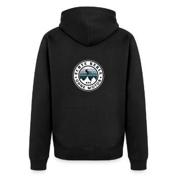 Echte Kerle ohne Motor - Unisex Premium Bio Zip Hoodie - Schwarz - Hinten - Nico (187cm)