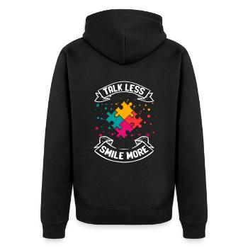 Autismus - Unisex Premium Bio Zip Hoodie - Schwarz - Hinten - Nico (187cm)