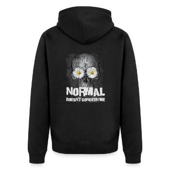 Normality doesn't concern me - Unisex Premium Organic Zip Hoodie - black - Back - Nico (187cm)