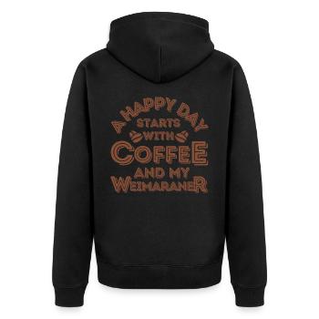 Weimaraner Kaffee Hund Cafe - Unisex Premium Bio Zip Hoodie - Schwarz - Hinten - Nico (187cm)