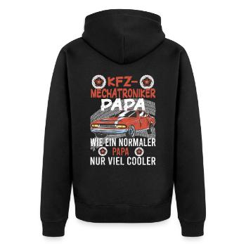 Kfz Mechatroniker Schrauber Vater Papa Auto - Unisex Premium Bio Zip Hoodie - Schwarz - Hinten - Nico (187cm)