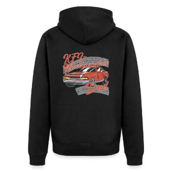 Kfz Mechatroniker Dad Papa Auto Schrauber - Unisex Premium Bio Zip Hoodie - Schwarz - Hinten - Nico (187cm)