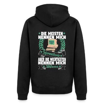 Informatikerin Informatik Computer Mama Mutter - Unisex Premium Bio Zip Hoodie - Schwarz - Hinten - Nico (187cm)