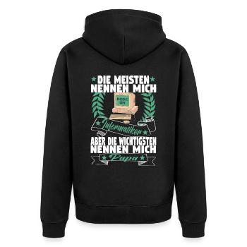 Informatik Computer Programmierer Vater Papa - Unisex Premium Bio Zip Hoodie - Schwarz - Hinten - Nico (187cm)