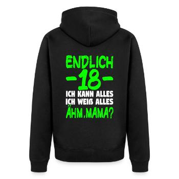 18 Geburtstag Geburtstagsgeschenk volljährigkeit - Unisex Premium Bio Zip Hoodie - Schwarz - Hinten - Nico (187cm)