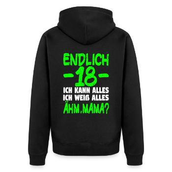 18 Geburtstag Geburtstagsgeschenk volljährig - Unisex Premium Bio Zip Hoodie - Schwarz - Hinten - Nico (187cm)