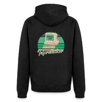 Informatik Computer Programmierer Vater Papa - Unisex Premium Bio Zip Hoodie - Schwarz - Hinten - Nico (187cm)