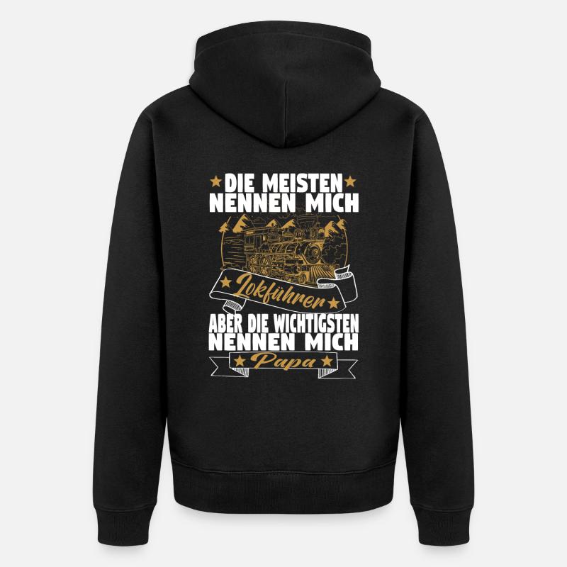 Dampflok Lokführer Eisenbahner Eisenbahn Vater - Unisex Premium Bio Zip Hoodie - Schwarz