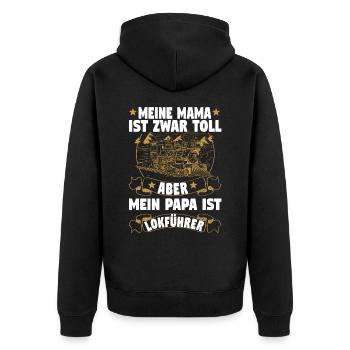 Dampflok Lokführer Eisenbahner Eisenbahn Vater - Unisex Premium Bio Zip Hoodie - Schwarz - Hinten - Nico (187cm)