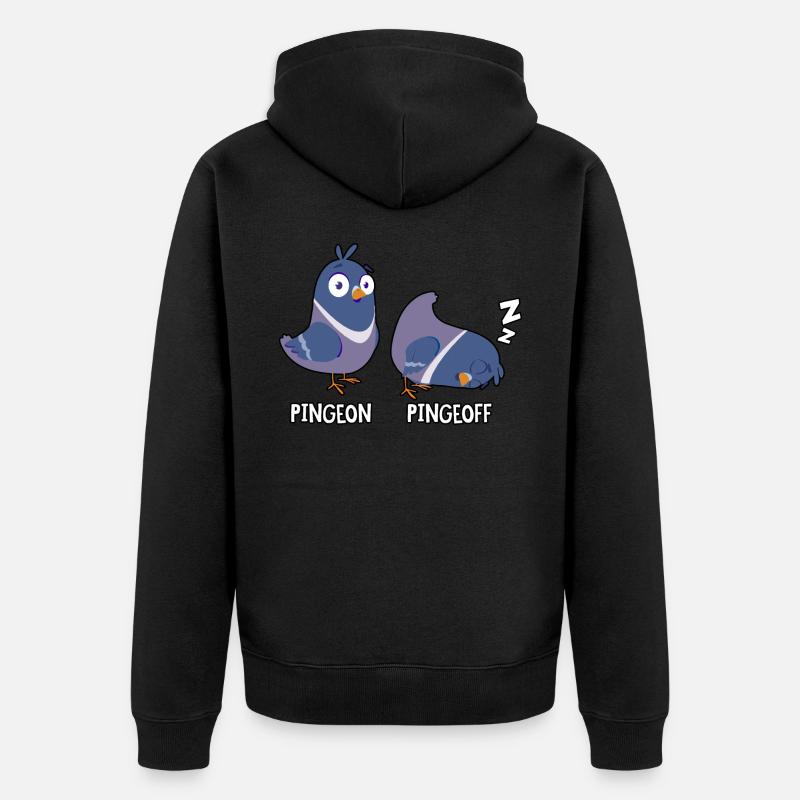 Pingeon Pingeoff - Unisex Premium Bio Zip Hoodie - Schwarz