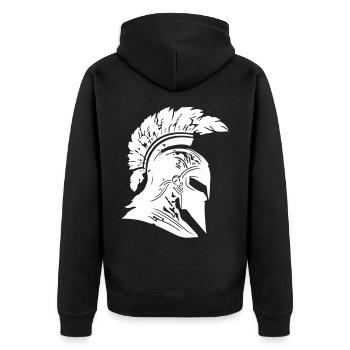 Spartaner Helm Gladiator Krieger Sparta - Unisex Premium Bio Zip Hoodie - Schwarz - Hinten - Nico (187cm)