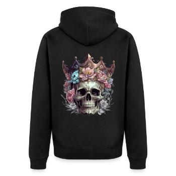 Crâne avec couronne - Veste à capuche bio Premium Unisexe - noir - Dos - Nico (187cm)