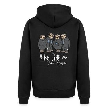 Alles Gute Abschied Kollege Lustig Arbeitskollege - Unisex Premium Bio Zip Hoodie - Schwarz - Hinten - Nico (187cm)