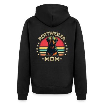 Rottweiler mit sonnenbrille retro - Unisex Premium Bio Zip Hoodie - Schwarz - Hinten - Nico (187cm)