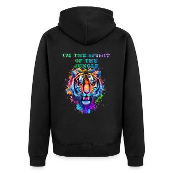 Ich bin der Geist des Dschungels - Unisex Premium Bio Zip Hoodie - Schwarz - Hinten - Nico (187cm)