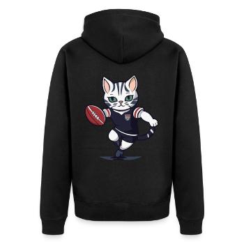 Cat - Unisex Premium Organic Zip Hoodie - black - Back - Nico (187cm)