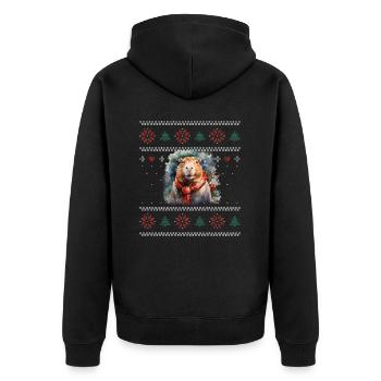 Christmas Capybara Winter Capybara Snow - Unisex Premium Organic Zip Hoodie - black - Back - Nico (187cm)