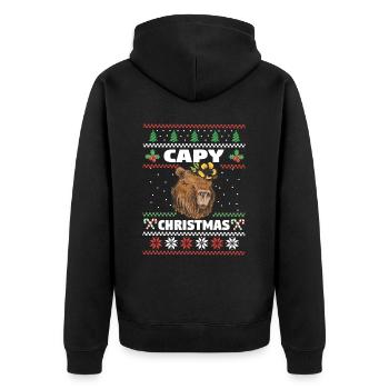 Capybara Snow Christmas Capybara Winter - Unisex Premium Organic Zip Hoodie - black - Back - Nico (187cm)
