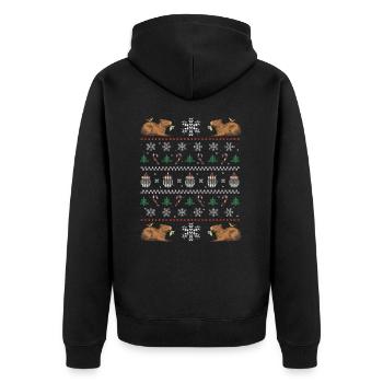 Christmas Capybara Winter Capybara Snow - Unisex Premium Organic Zip Hoodie - black - Back - Nico (187cm)