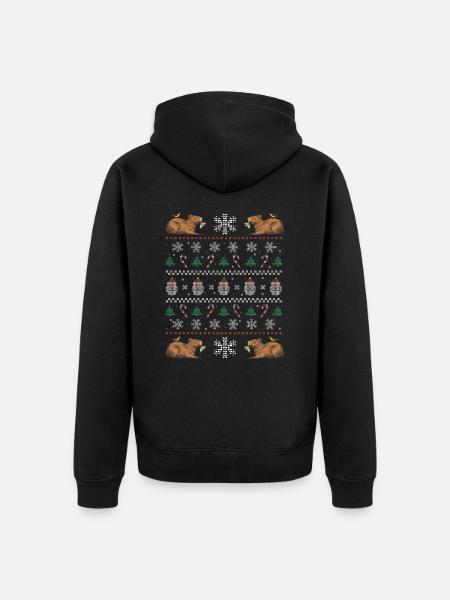 Noël Capybara Hiver Capybara Neige - Veste à capuche bio Premium Unisexe - noir