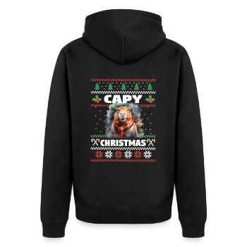 Christmas Capybara Winter Capybara Snow - Unisex Premium Organic Zip Hoodie - black - Back - Nico (187cm)