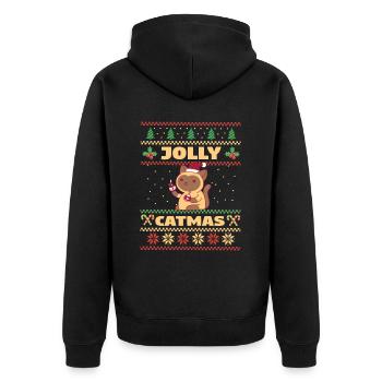 Cat Domestic Cat Shorthair Maine Coon Christmas - Unisex Premium Organic Zip Hoodie - black - Back - Nico (187cm)