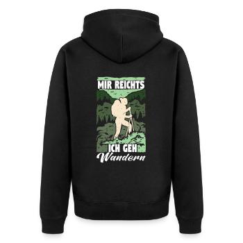 Mir Reichts ich geh Wandern Rucksack Wanderweg - Unisex Premium Bio Zip Hoodie - Schwarz - Hinten - Nico (187cm)
