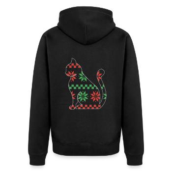 Cat Domestic Cat Shorthair Maine Coon Christmas - Unisex Premium Organic Zip Hoodie - black - Back - Nico (187cm)