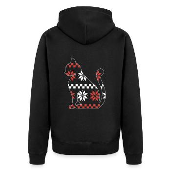 Cat Domestic Cat Shorthair Maine Coon Christmas - Unisex Premium Organic Zip Hoodie - black - Back - Nico (187cm)