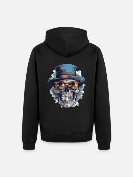 Skull Skull Sunglasses Hat Cool - Unisex Premium Organic Zip Hoodie - black