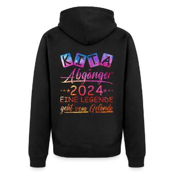 Kita Abgänger 2024 - Unisex Premium Bio Zip Hoodie - Schwarz - Hinten - Nico (187cm)