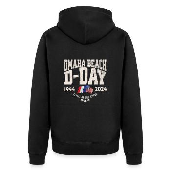 D Day Omaha Beach 2024 - Unisex Premium Organic Zip Hoodie - black - Back - Nico (187cm)