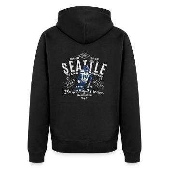 Seattle Teams liefern Fußball - Unisex Premium Bio Zip Hoodie - Schwarz - Hinten - Nico (187cm)
