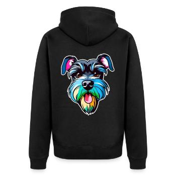 Cooler Schnauzer Hund in bunten Farben - Unisex Premium Bio Zip Hoodie - Schwarz - Hinten - Nico (187cm)