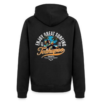 Enjoy great surfing at Teahupoo - Veste à capuche bio Premium Unisexe - noir - Dos - Nico (187cm)