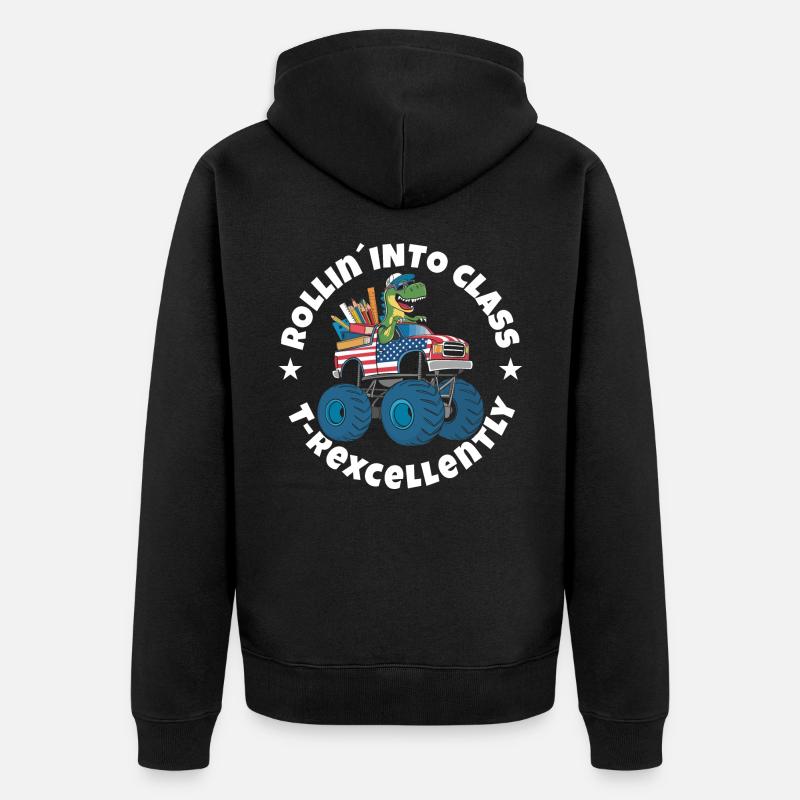 Trex Einschulung - Unisex Premium Bio Zip Hoodie - Schwarz